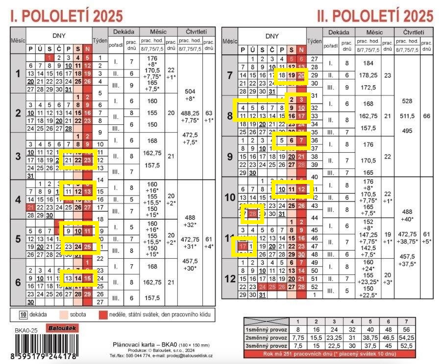 kalendář 2025